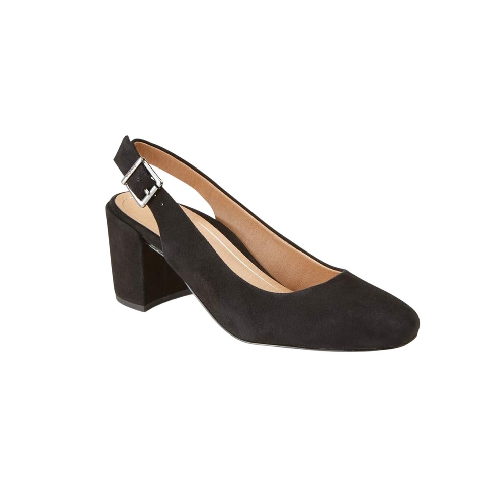 Vionic Nareen Slingback Block Heels Black Suede 10